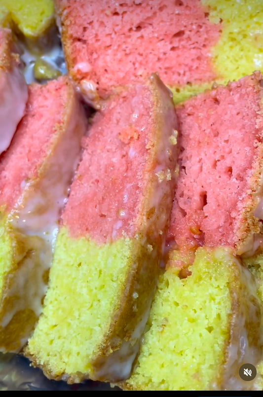 Half strawberry/ Half lemon loaf cake (RECIPE)